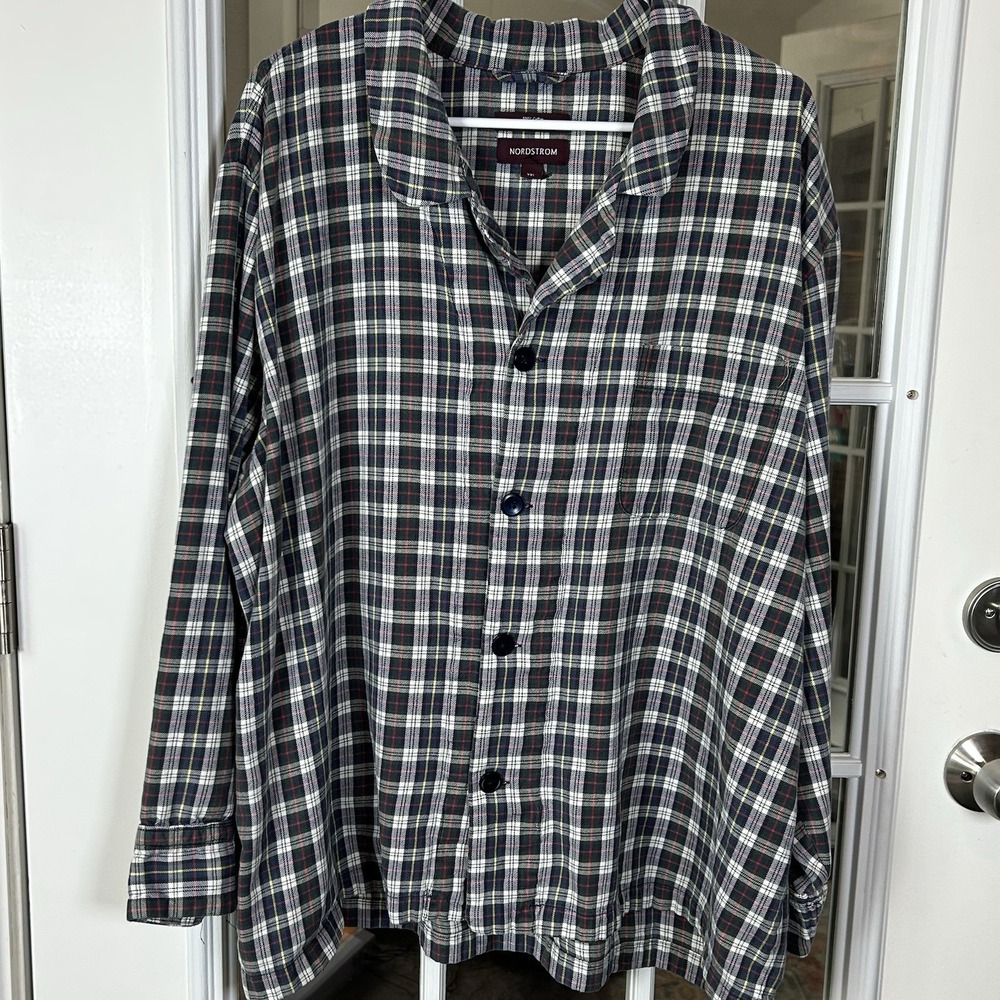 Vintage 2004 Nordstrom Tartan Plaid Pajama Top XXL Oversized Lounge Top Grunge
